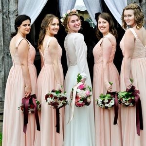 Azazie Leanna Bridesmaids Dress in Pearl Pink